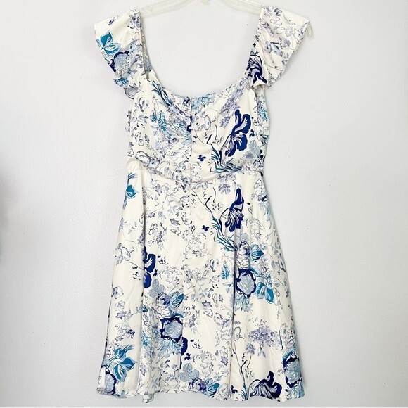 Alamour The Label Blue Floral Lace Front Mini Dress - M - Picture 2 of 10